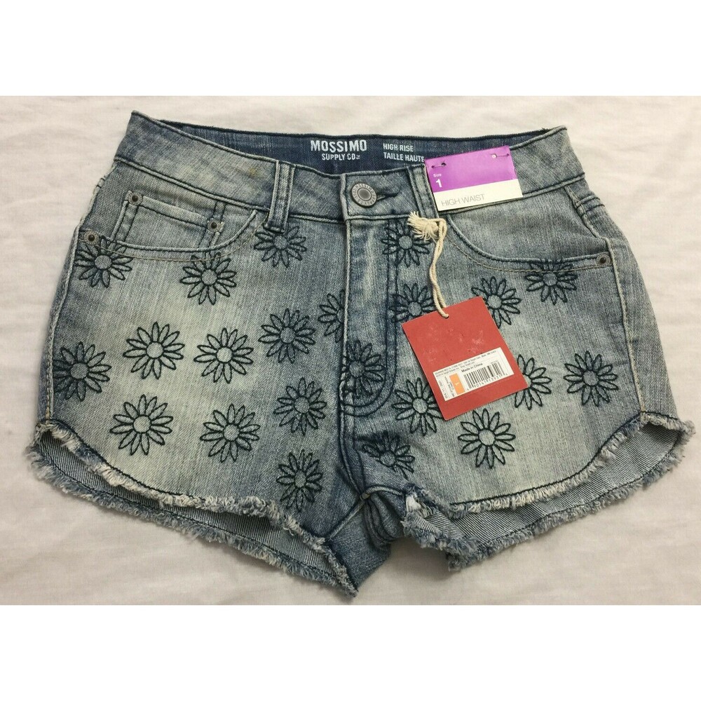 NWT MOSSIMO SUPPLY CO. HIGH RISE WOMENS JEANS SHORTS SIZE 1